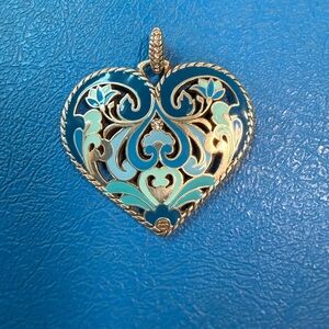 Brighton silver and Teal Heart Necklace